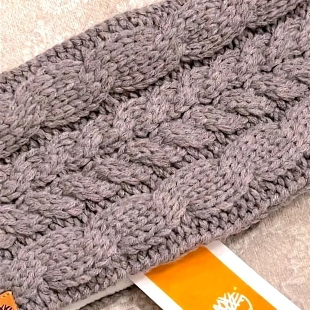 Brand New Timberland Cable Knit Gray Fleece Lined Earband Headband